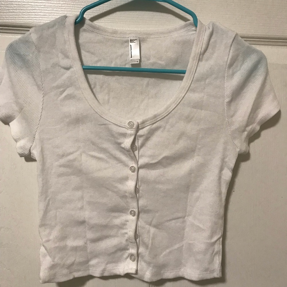 American Apparel button crop top sz L